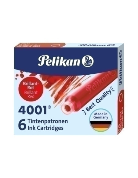TINTA ESTILOGRAFICA PELIKAN CAJA 6 CARTUCHOS TP6 ROJO 301192