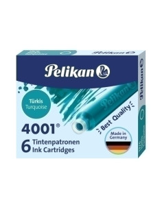 TINTA ESTILOGRAFICA PELIKAN CAJA 6 CARTUCHOS TP6 TURQUESA 301705