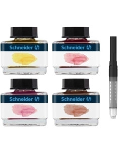 TINTA ESTILOGRAFICA SCHNEIDER FRASCO 15 PASTEL SET REGALO MODELO 2 4 x tinta pastel de 15 ml  1 x convertidor