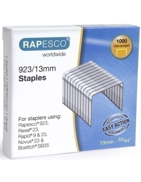 GRAPAS RAPESCO GRAN CAPACIDAD 92313 mm GALVANIZADAS caja de 1000