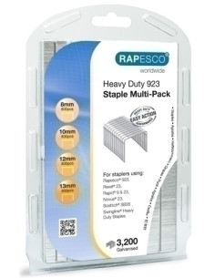 GRAPAS RAPESCO GRAN CAPACIDAD GALVANIZADAS SURTIDO 4x caja de 800  8 10 12 y 13 mm