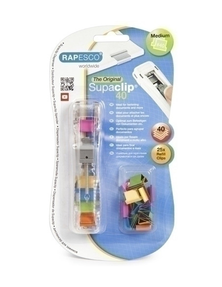 PORTA CLIPS RAPESCO SUPACLIP 40 COLORES SURTIDOS