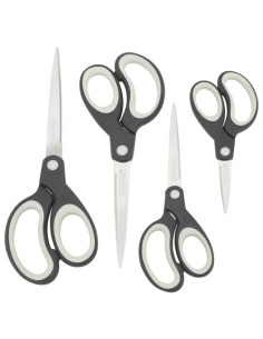 TIJERAS RAPESCO CON MANGO SUAVE VARIOS TAMAÑOS PAQUETE de 4 NEGRO