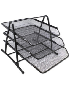 BANDEJA SOBREMESA METALICA MALLA NEGRA SET DE 3