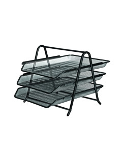 BANDEJAS SOBREMESA FOROFIS METALICA MALLA NEGRA SET DE 3