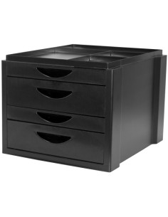 MODULO OLEF 4 CAJONES MIXTOS 2 grandes  2 pequeños COLOR NEGRO