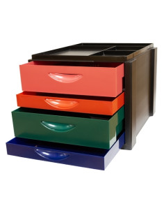 MODULO OLEF 4 CAJONES MIXTOS 2 grandes  2 pequeños COLOR NEGROOPACOS