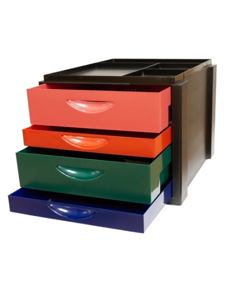 MODULO OLEF 4 CAJONES MIXTOS 2 grandes  2 pequeños COLOR NEGROOPACOS