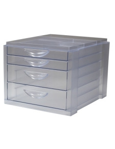 MODULO OLEF 4 CAJONES MIXTOS 2 grandes  2 pequeños COLOR TRASLUCIDO CRISTALCRISTAL
