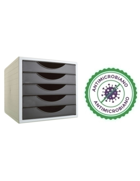 MODULO 5 CAJONES ARCHIVO 2000 ANTIMICROBIANO SANITIZED NEGRO