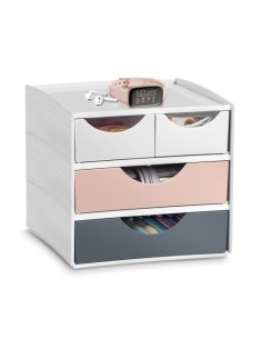 MODULO CEP MYCUBE 4 CAJONES MIXTOS COLOR BLANCOROSA Y GRIS