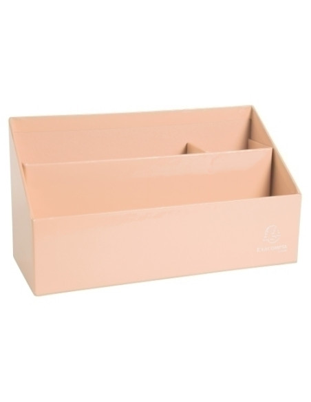 ORGANIZADOR SOBREMESA EXACOMPTA AQUAREL  CARTON FORRADO 3 COMPARTIMENTOS CORAL
