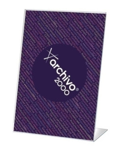 EXPOSITOR SOBREMESA EN FORMA DE L 13 DE A4 VERTICAL CRISTAL