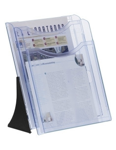 SOPORTE VERTICAL 2 BANDEJAS A4 ARCHIPLAY AZUL TRANSPARENTE