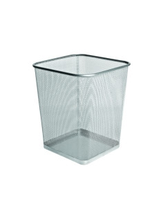 PAPELERA FOROFIS METALICA MALLA CUADRADA PLATEADA