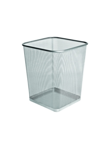 PAPELERA FOROFIS METALICA MALLA CUADRADA PLATEADA