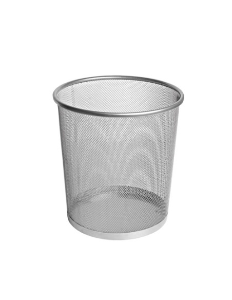 PAPELERA FOROFIS METALICA MALLA REDONDA PLATEADA