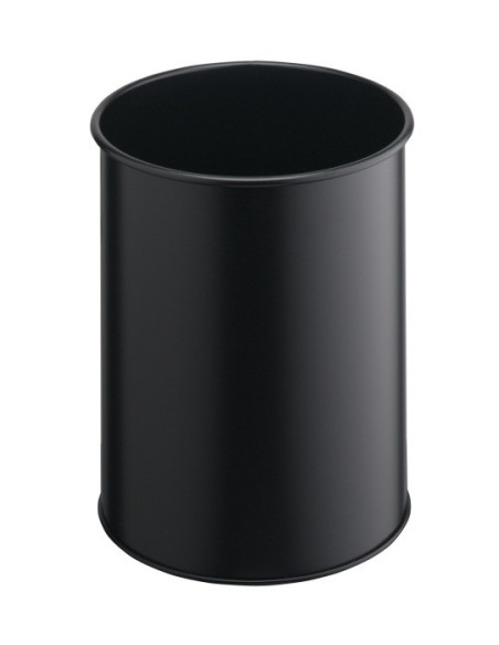 PAPELERA METALICA DURABLE REDONDA 15 LITROS NEGRA