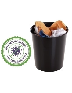 PAPELERA PLASTICO CERRADA A2000 ANTIMICROBIANO SANITIZED CAP18 l NEGRO