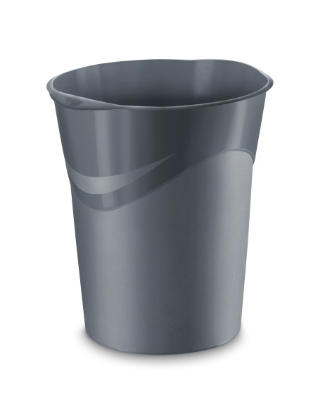 PAPELERA PLASTICO CERRADA CEP GLOSS 280G 14 LITROS GRIS