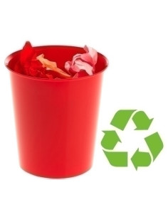 PAPELERA PLASTICO CERRADA 16 LITROS ROJA