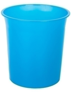 PAPELERA PLASTICO CERRADA 16 LITROS TRASLUCIDO AZUL