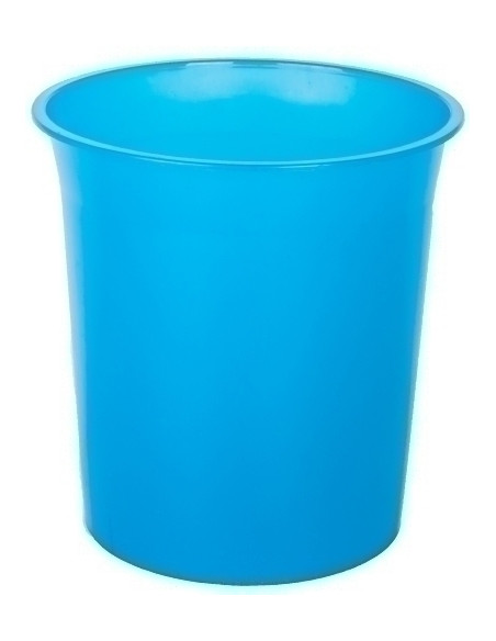PAPELERA PLASTICO CERRADA 16 LITROS TRASLUCIDO AZUL