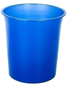 PAPELERA PLASTICO CERRADA 16 LITROS TRASLUCIDO AZUL MAR