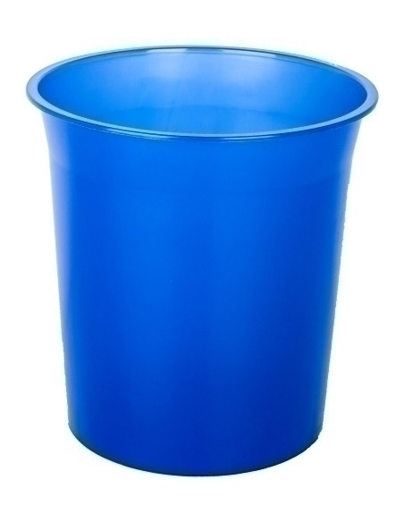 PAPELERA PLASTICO CERRADA 16 LITROS TRASLUCIDO AZUL MAR