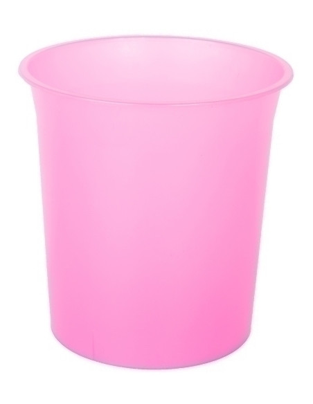 PAPELERA PLASTICO CERRADA 16 LITROS TRASLUCIDO FUCSIA