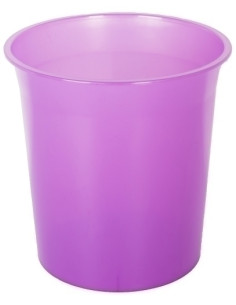 PAPELERA PLASTICO CERRADA 16 LITROS TRASLUCIDO MALVA