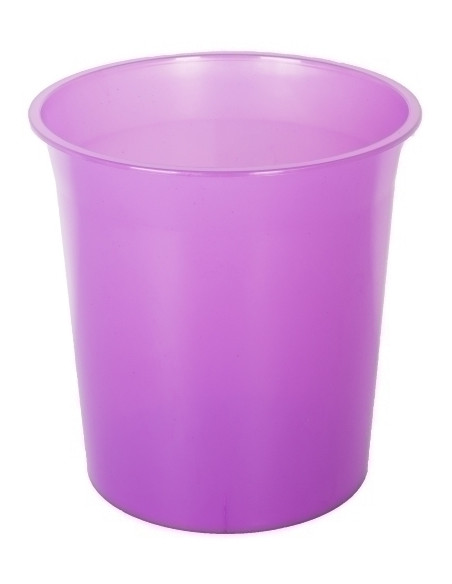 PAPELERA PLASTICO CERRADA 16 LITROS TRASLUCIDO MALVA