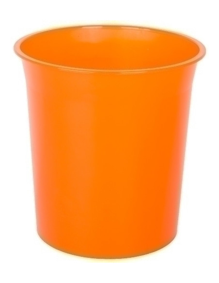 PAPELERA PLASTICO CERRADA 16 LITROS TRASLUCIDO NARANJA