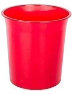 PAPELERA PLASTICO CERRADA 16 LITROS TRASLUCIDO ROJA
