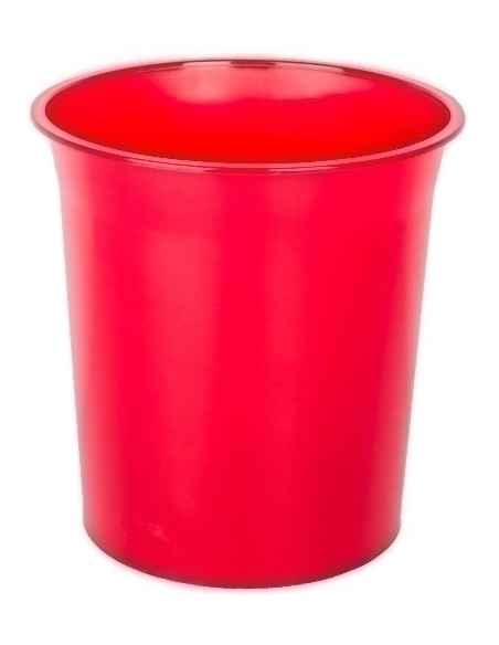 PAPELERA PLASTICO CERRADA 16 LITROS TRASLUCIDO ROJA