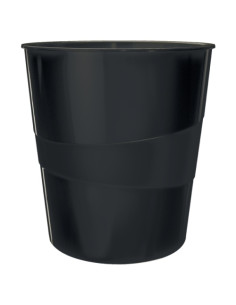 PAPELERA PLASTICO CERRADA LEITZ WOW 15L NEGRO