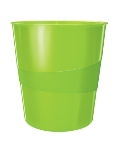 PAPELERA PLASTICO CERRADA LEITZ WOW 15L VERDE
