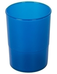 PORTA LAPICES PLASTICO REDONDO TRASLUCIDO AZUL MAR