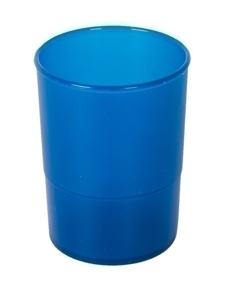 PORTA LAPICES PLASTICO REDONDO TRASLUCIDO AZUL MAR