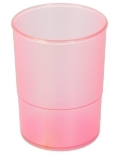 PORTA LAPICES PLASTICO REDONDO TRASLUCIDO FUCSIA