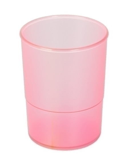 PORTA LAPICES PLASTICO REDONDO TRASLUCIDO FUCSIA
