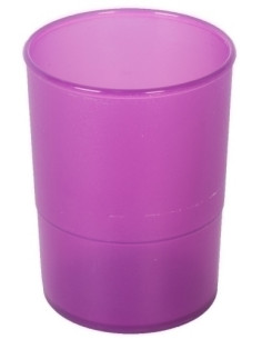 PORTA LAPICES PLASTICO REDONDO TRASLUCIDO MALVA