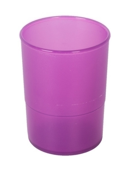 PORTA LAPICES PLASTICO REDONDO TRASLUCIDO MALVA