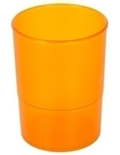 PORTA LAPICES PLASTICO REDONDO TRASLUCIDO NARANJA