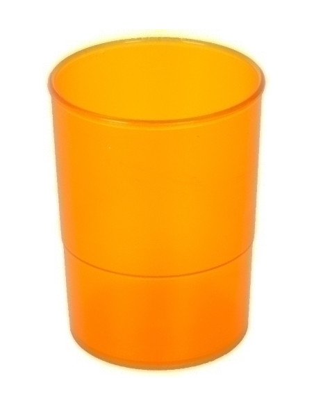 PORTA LAPICES PLASTICO REDONDO TRASLUCIDO NARANJA