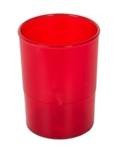 PORTA LAPICES PLASTICO REDONDO TRASLUCIDO ROJO