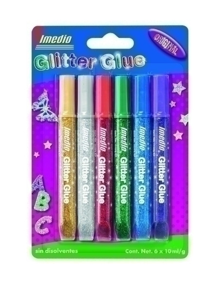 COLA GLITTER GLUE IMEDIO ORIGINAL 6x 10ml