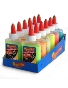 COLA BRILLO OSCURIDAD SUPERTITE BOTE de 100ml 6 COLORES SURTIDOS EXPOSITOR de 12