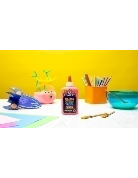 COLA ELMER´S SLIME BRILLA EN LA OSCURIDAD LAVABLE 147 ml ROSA