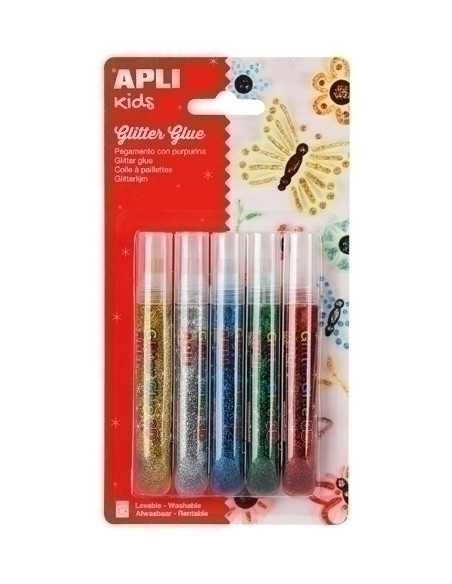 COLA GLITTER GLUE APLI LAPIZ METALIZADO 5x13ml